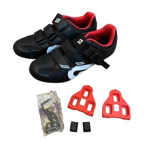 Peloton Adjustable Cycling Shoes, Size 38 (US 7), Black & Red/Pink